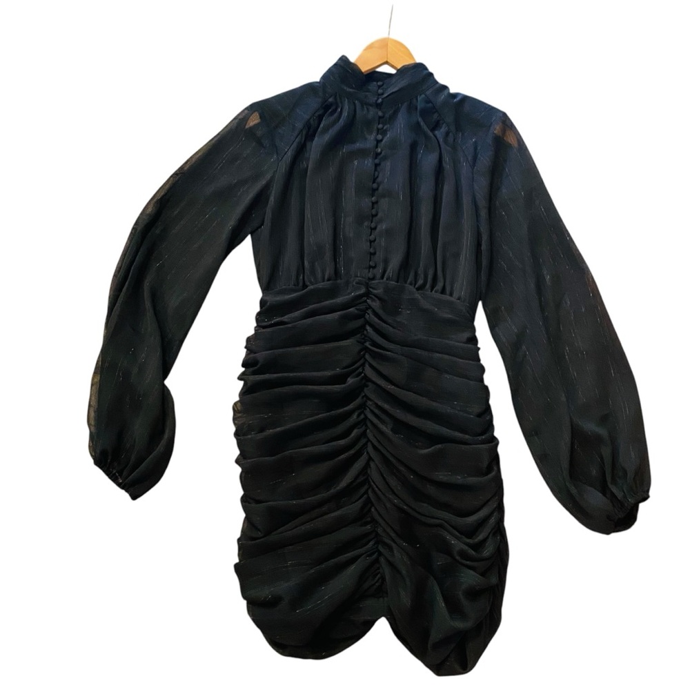 House Of Harlow 1960 western Ruched Black Long sleeve Mini Dress